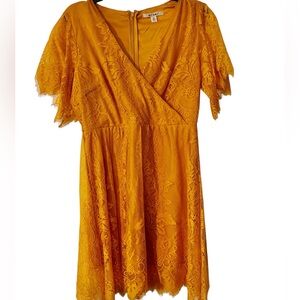 Miami Francescas Sz M Marigold Cocktail Formal Lace Midi Dress Like New